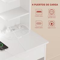 Espejo LED Ajustable Mesa Tocador con Regleta Enchufes 2 Cajones y 4 Estantes Tocador 90x40x135 cm - details 1