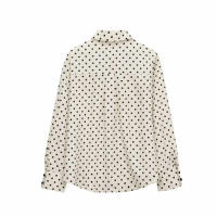 TRAFZA, camisas informales de otoño para mujer, blusa lisa de manga larga con cuello vuelto y lazo decorativo de un solo pecho, blusa de moda para mujer de 2 colores - details 3