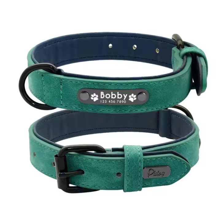Collar perro, conjunto correas personalizadas, collares personalizados, correa cuero de 2 capas para perros pequeños medianos - 1