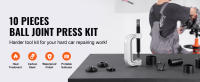 SucceBuy Kit de prensa de rótula, juego de herramientas de alta resistencia de 10 piezas, prensa en C para vehículos 2WD y 4WD, kit de reparación de automóviles, acero, negro - details 0