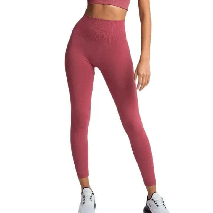 Pantalones de Yoga de Cintura Alta Cinturón Elástico, Sin Costuras, Transpirables, Levantamiento de Cadera, Ajuste Ajustado - 1