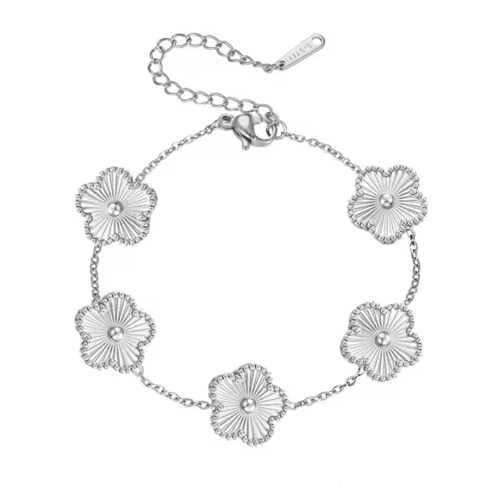 Pulsera floral femenina de acero inoxidable 304L, perfecta para diario y trabajo, regalo elegante de joyería - 1