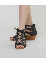 Sandalias romanas de cuña estilo étnico retro de tacón medio con boca de pez para mujer, verano 2025 - details 5