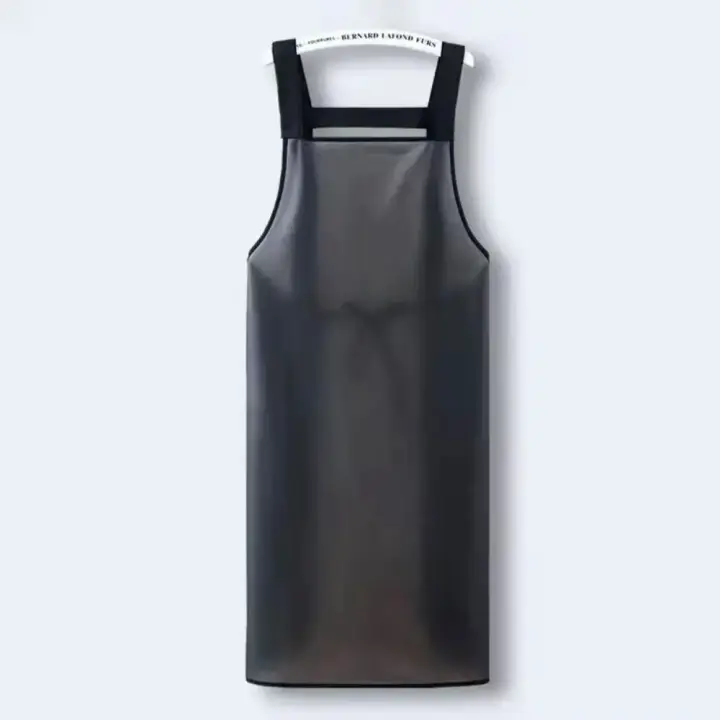 Delantal de Cocina Impermeable Resistente al Aceite PVC Delantal de Trabajo Negro Transparente - 1