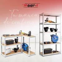 2 Estanterías Pared metálica galvanizada 180x90x40cm, librería para almacenaje. Modular 5 estantes.Mesa de Trabajo. Armario para ordenar Taller mecánico, Garaje, Cocina, despensa, baño - details 5