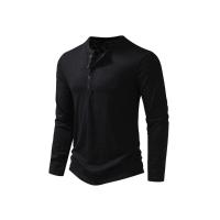 Camisa De Algodón Para Hombre Con Botones Cuello Henley Manga Larga Casual Color Sólido Moda Camisetas Transpirable Ligera Y De Wicking De Humedad - details 5