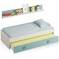 Cama Nido Juvenil 2 Camas + Estante Blanco Alpes y Verde Acua Medidas 200 cm x 98 cm x 43 cm - details 5