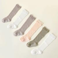 6 Pares De Medias Largas Para Niñas Infantiles Con Patrón Sólido Y Diseño De Agujeros En Malla Para Bebés Y Niños De 1-2 Años - details 0