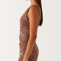 Mujeres Y2k Lentejuelas Sparkle Crop Tops Glitter Con Cuentas Rhinestone Slim Fit Tank Tops Sexy Un Hombro Asimétrico Chaleco Sin Espalda - details 4