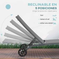 Pack de 2 Sillas de Jardín Exterior de Aluminio Reclinables, Ajustables de 5 Niveles, Ruedas, Para Playa y Piscina 165x66x102 cm, Gris Oscuro - details 22