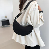 Bolso Cruzado Semi-Luna Bolso de Hombro de Pana Casual para Mujeres Bolso de Mano de Viaje de Color Sólido - details 18