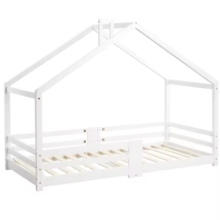 Cama infantil tipo casita con protección anticaídas en la chimenea, 90 x 200 cm, sin colchón - 1