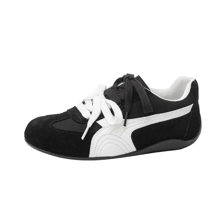 Cuero Ankola rojo casual zapatos de entrenamiento moral Forrest Gump zapatos nuevo retro cordones color coincidencia de cuero casual zapatos de mujer - 1