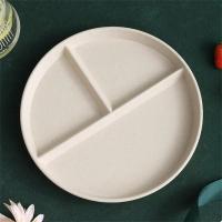 Divided Dish In 3 Diet Reusable Round Dinner Plate Kitchen Dinnerware Portion Plates for Adults 3 Compartments Microwave Safe - details 8