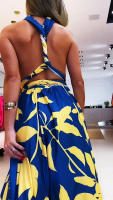 Ropa de mujer, novedad de verano 2025, vestido de longitud media con abertura y cintura alta, a rayas claras y dulces, con cuello colgante - details 7