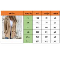 Otoño Invierno abrigos de lana para mujer casual cuello vuelto chaqueta abrigo señora - details 0
