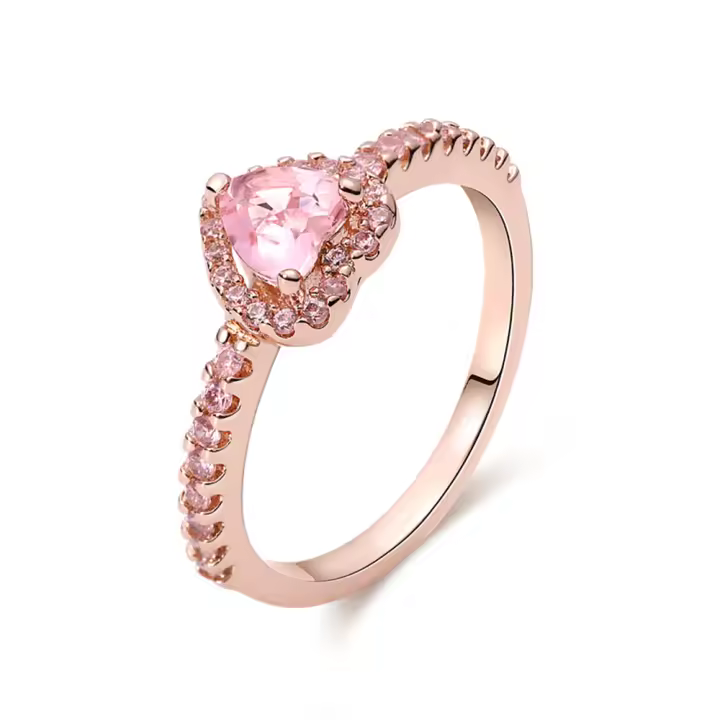 Anillo de Plata de Ley 925, anillo de corazón elevado brillante para mujer, circonita cúbica, estrella, Luna, flor, anillos y joyería de boda, regalos - 1