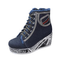 Zapatos de lona de talla grande para mujer, tacón de cuña, punta redonda muy versátil, transpirable, individual - details 8