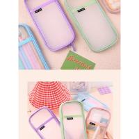 Estuche de lápices transparente de malla impermeable, bolsa de gran capacidad, papelería estética coreana, suministros escolares para niñas - details 9