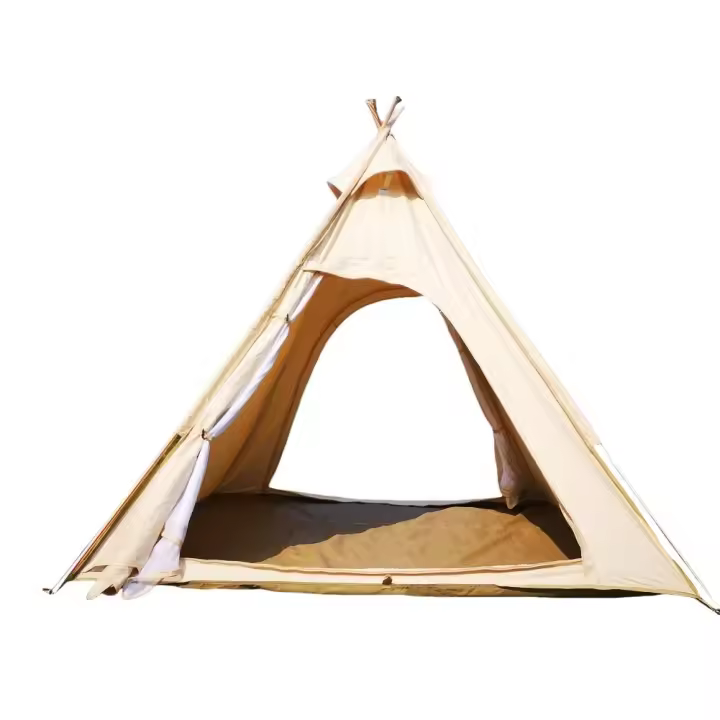 Tienda de campaña de lona para adultos, Tipi de pirámide para acampar al aire libre, tienda de campaña india para 2-3 personas, 2M - 1