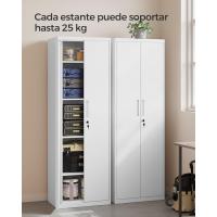 Armario de Garaje de 5 Estantes con 2 Puertas, Armario de Oficina, 40 x 80 x 180 cm, 1 Cerradura, Estantes Ajustables, Gabinete de Metal, Gris Mate OMC015G01 - details 21