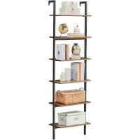 Estantería Escalera, Estantería de 6 Niveles, Librería de Escalera, para la Sala de Estar, Oficina, Dormitorio, 60 x 30 x 204,8 cm, Estilo Industrial, Marrón Rústico y Negro - details 7