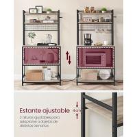 Estantería para Panadería con Toma de Corriente, Soporte de Microondas, Estantería de Cocina, Alambre de Metal, 14 Ganchos, 40 x 80 x 170 cm, Marrón Rústico y Negro - details 59
