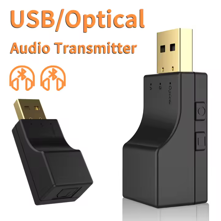 VAORLO-transmisor de Audio Bluetooth de fibra óptica USB, adaptador inalámbrico de música estéreo T V Hifi de baja latencia para PC PS4/3 Xbox Series - 1
