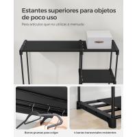 Armario de Ropa, Perchero, Burro Ropa, 124 x 43 x 182 cm, 2 Secciones para Colgar, con Compartimentos, Gran Capacidad, para Dormitorio, Salón, Lavandería, Topo RYG026R02 - details 48
