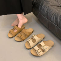 Zapatos de suela gruesa para mujer, zapatillas de uso externo, sandalias Boken con aumento de altura, semi remolque, tendencia de verano, 2024 - details 1