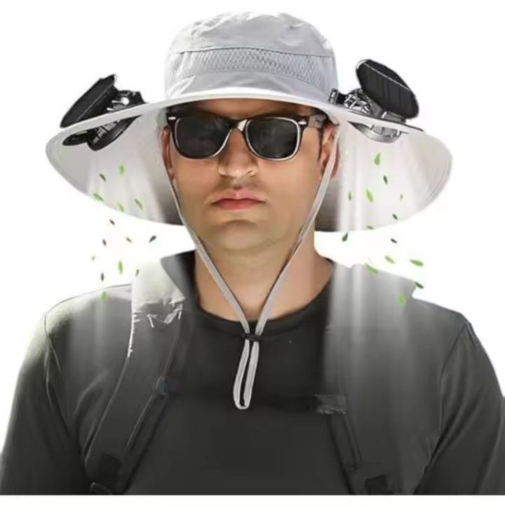 Ventilador de Aire Libre Gorra Solar Transparente con Carga USB Ideal para Pesca, Camping y Actividades al Aire Libre - 1
