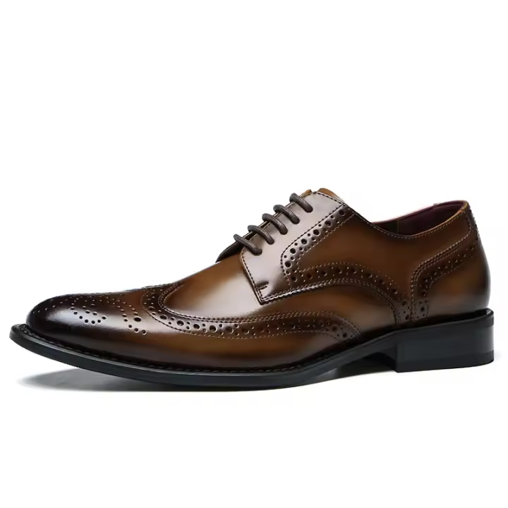 Caballero de cuero genuino tallado, zapatos de cuero para hombres, zapatos de vestir de negocios - 1