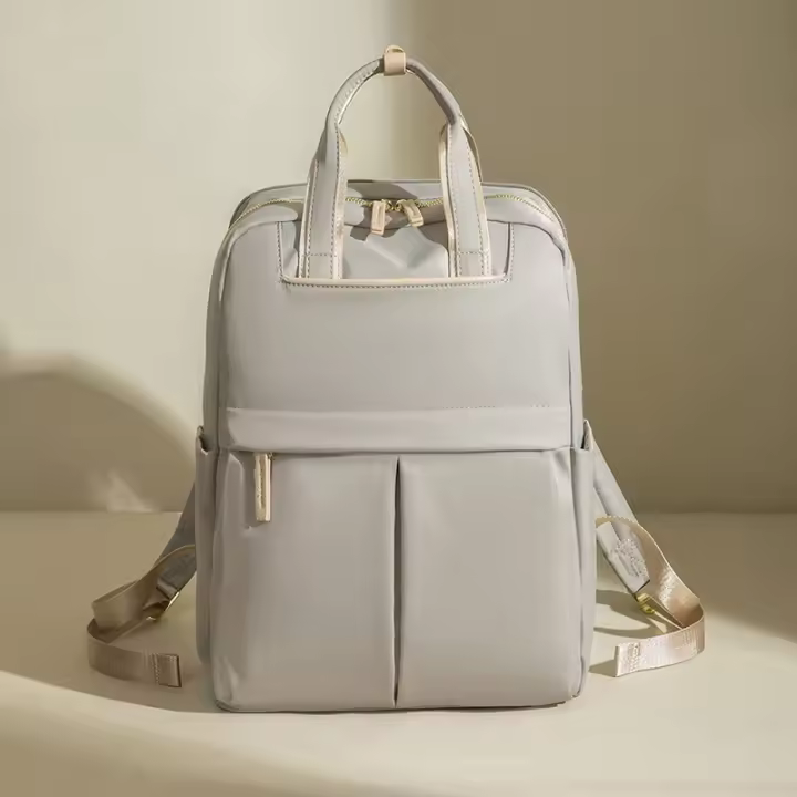 Mochila para ordenador portátil de 14 pulgadas, bolso portátil femenino de gran capacidad, moda de lujo, Color caqui, tela Oxford, bolsas de viaje de negocios para mujer, impermeables - 1