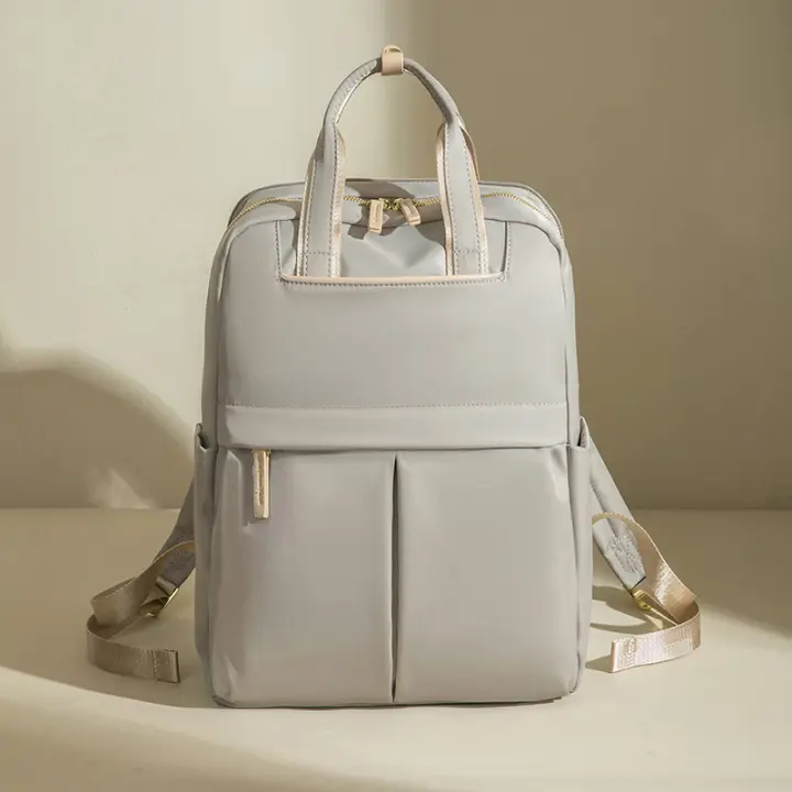 Mochila para ordenador portátil de 14 pulgadas, bolso portátil femenino de gran capacidad, moda de lujo, Color caqui, tela Oxford, bolsas de viaje de negocios para mujer, impermeables - 1