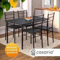 Comedor con 4 Sillas Set 5 Pzs. Completo Madera Muebles Cocina Leo 110x68cm Tipo Industrial - details 4