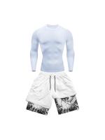 Traje de compresión para hombre, traje deportivo de secado rápido, pantalones cortos ajustados de manga corta de Anime de doble capa para verano - details 11