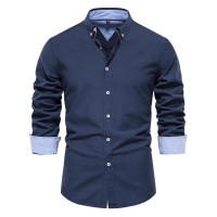 Camisa informal versátil para hombre, Tops de manga larga de Color sólido, ropa de otoño, nueva moda, 2024 - details 1