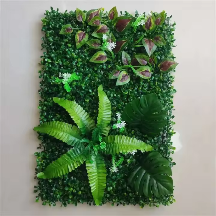 1 juego de paneles de plantas verdes artificiales, decoración inferior de pared simulada, plantas biomiméticas 3D, césped al aire libre, césped falso - 1
