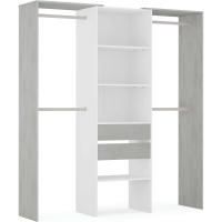 Armario Vestidor con 2 Cajones, Vestidor con Barras y Baldas, Acabado en Blanco Artik y Gris Cemento, Medidas: 179 cm (Ancho) x 202 cm (Alto) x 50 cm (Fondo) - details 3