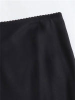 Falda Larga De Cintura Alta Para Mujer Mooyufon Textura De Satén Decoración De Lazo Vintage Chic Estilo Casual Polyester - details 14