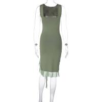 Vestido Maxi Mujer Elegante Verano Sin Mangas Cintura Ajustada Slim Espalda Descubierta Volantes Irregular Fiesta Calle Moda Polyester - details 8