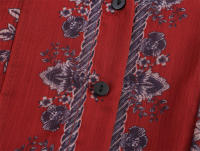 Blusa de Mujer OUWU 2025 Cuello Redondo, Manga Abombada, Estampado Floral, Botones - details 8