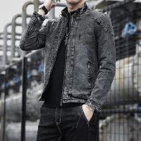 Chaqueta vaquera para hombre, camisa informal estampada azul claro a la moda, chaqueta vaquera negra, chaqueta de primavera para hombre de talla grande - details 2