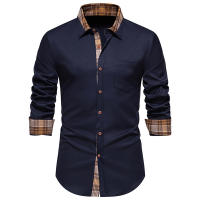 Camisa de Hombre con Diseño a Cuadros y Contraste Camisa Casual de Manga Larga para Trabajo y Negocios Camisa Formal para Boda y Uso Diario Material Exterior de Poliéster - details 1