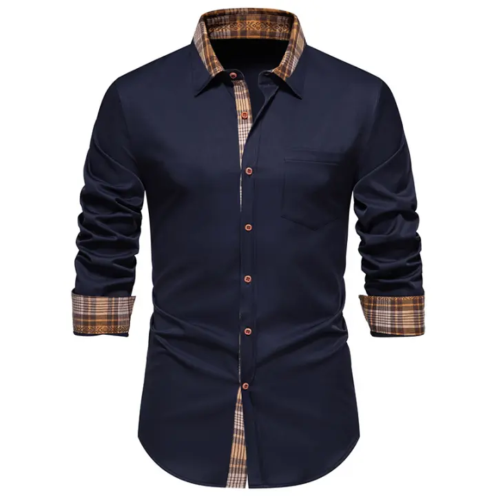Camisa Casual para Hombre con Diseño a Cuadros Manga Larga Material de Poliéster - 1