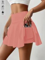 Skort Deportivo de Tiro Alto para Mujer - , Mezcla de Espándex/Poliestere Elástico, Plisado con Bolsillos para Tenis, Correr y Estilo Activo, Ropa Casual Atlética |   Textura Suave - details 0