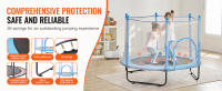 SucceBuy Trampolín para niños de 60 pulgadas, mini trampolín para niños pequeños de 5 pies para interiores y exteriores con red de seguridad y aro de baloncesto, regalo, azul - details 3