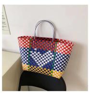 Nuevas llegadas de individualidad de verano, bolso portátil de contraste de Color para mujer, bolso de mano para compras en la playa y vacaciones, cesta de verduras - details 2