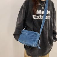 Bolso de lona vaquero Y2K portátil, bolso Vintage de gran capacidad estilo callejero, bolso de compras, bolso cruzado sólido de Color sólido para estudiantes - details 6