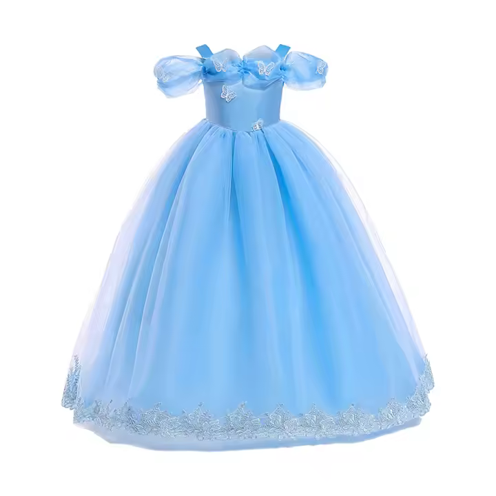 Elegante Vestido Largo sin Hombros de Cosplay Aurora Estilo de Princesa en Rosa para Niñas - 1